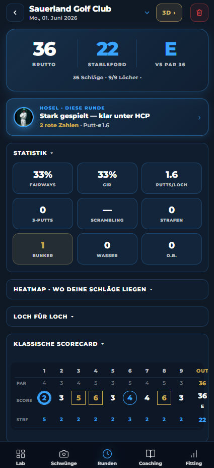 Runden-Statistik und Heatmap